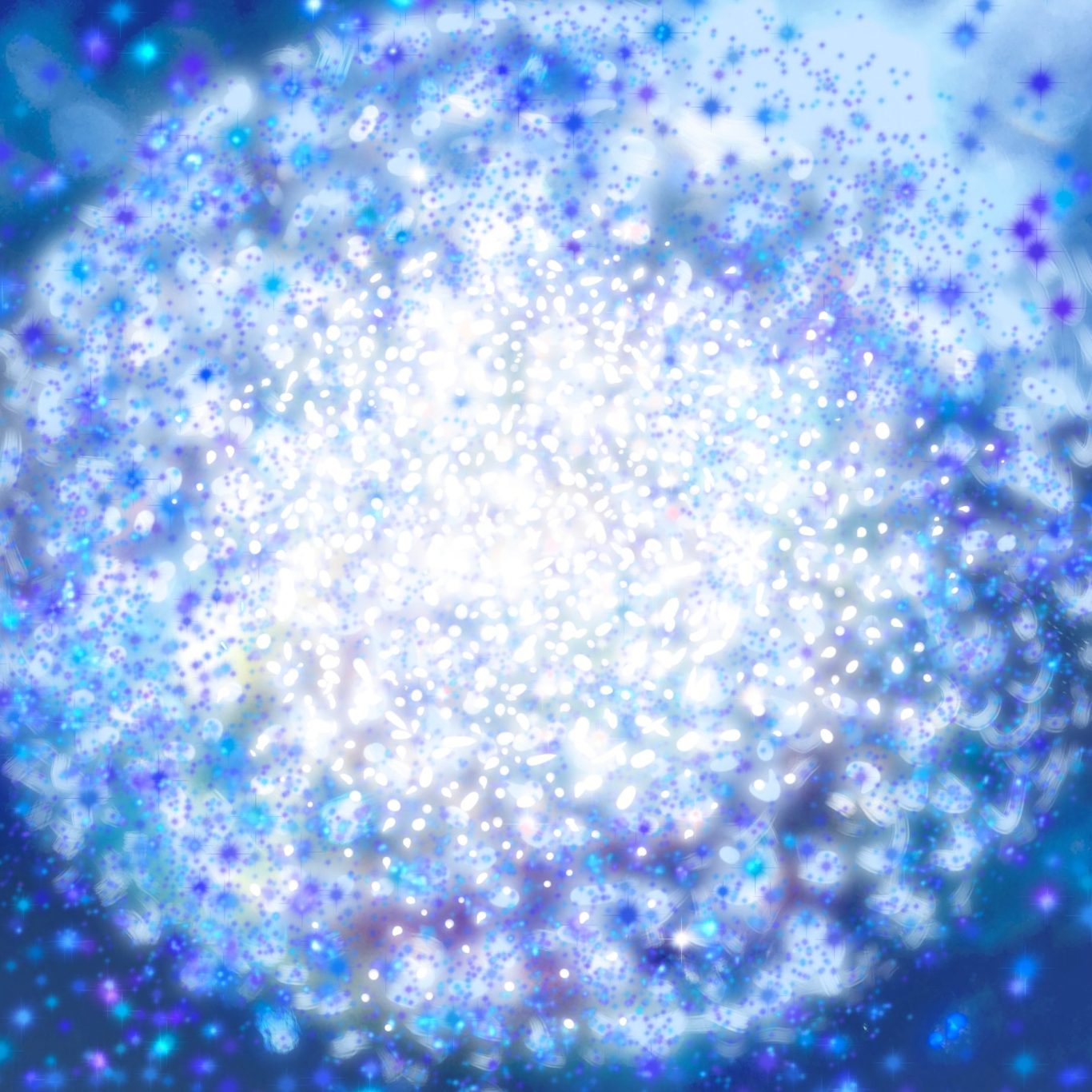 Carros de Luz, colección de Susana Mazzarino Esferas brillantes y translucidas con reflejos en un fondo azul claro.